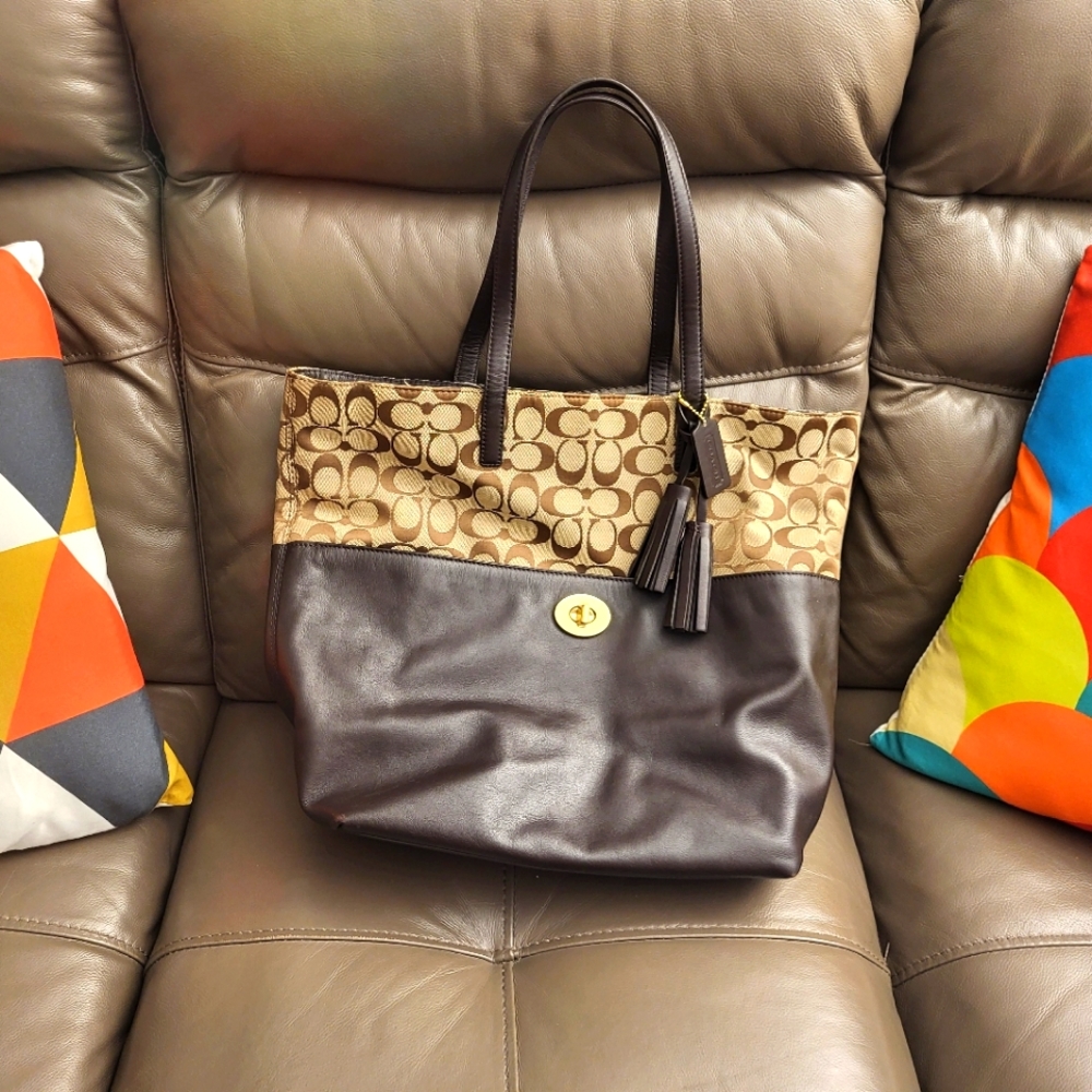 Coach bag leather canvas